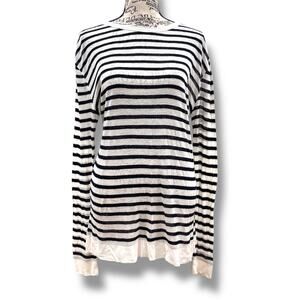 T by Alexander Wang Size M Black White Striped Long Sleeve Tee Nautical